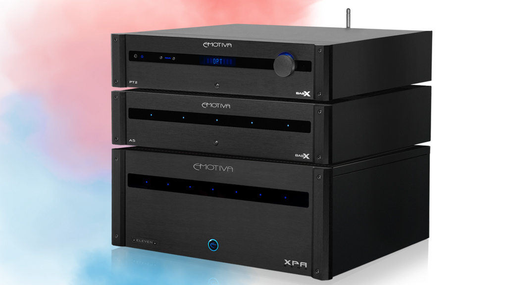 a BasX PT2, A5 and an XPA-11 stacked on top of each other on a red, white and blue background