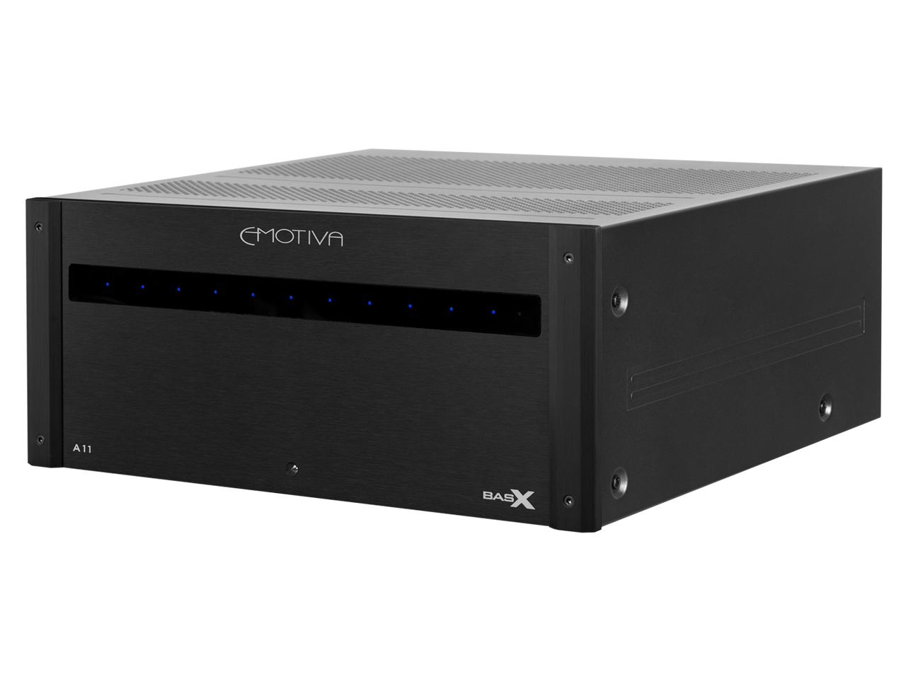 Photo of the front panel of the BasX A11 amplifier