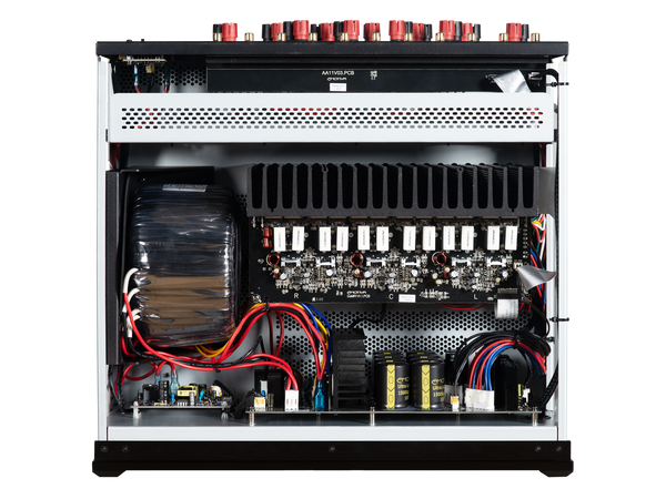 Internal view of the BasX A11 amplifier showing various parts