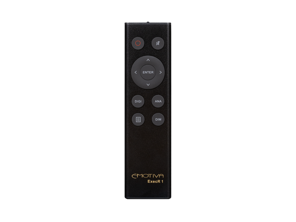 Black remote control with buttons on a white background