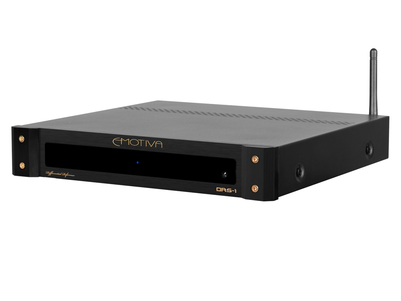 Black electronic device with 'Emotiva' branding on a white background