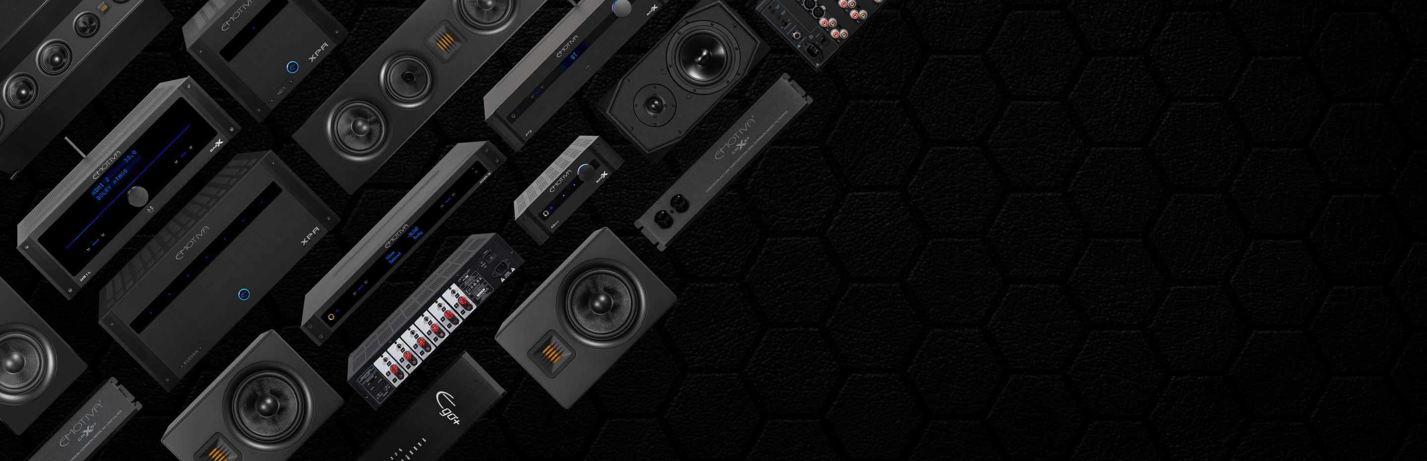 Collection of electronic components on a dark background