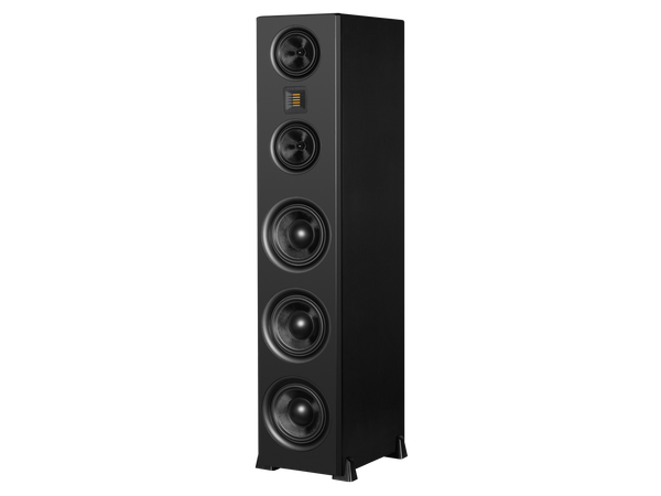 A single black Airmotiv XT3 floorstanding tower loudspeaker with multiple drivers visible on the front panel