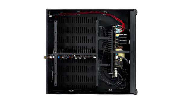 photo of the XPA-3 gen3 amplifier with the top removed showing internal components