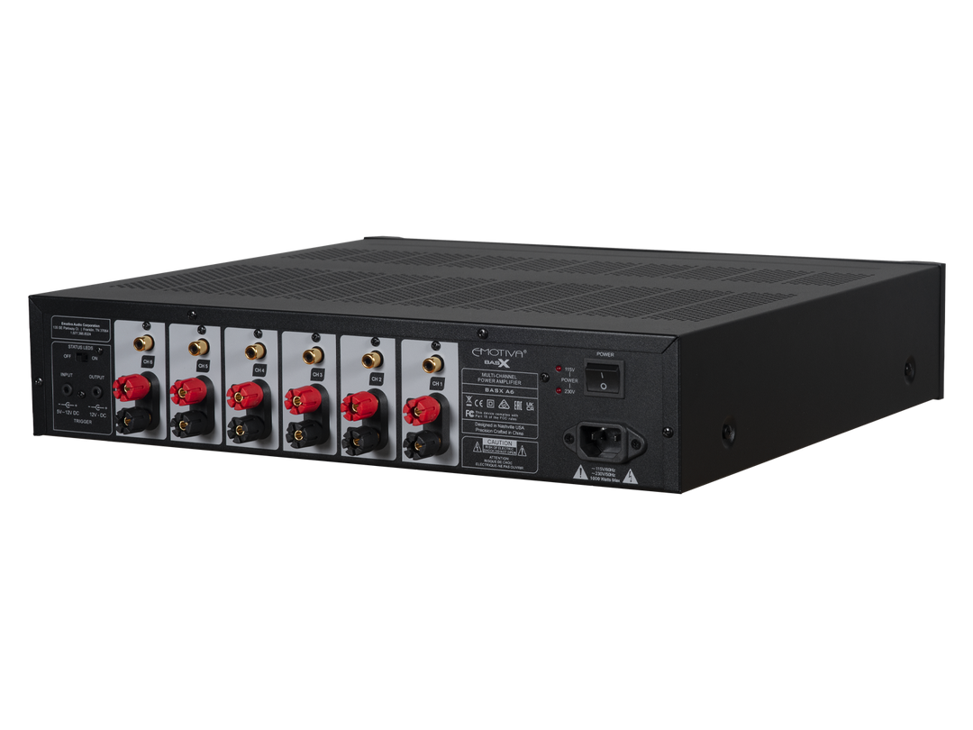 Amplificador de potencia de seis canales BasX A6