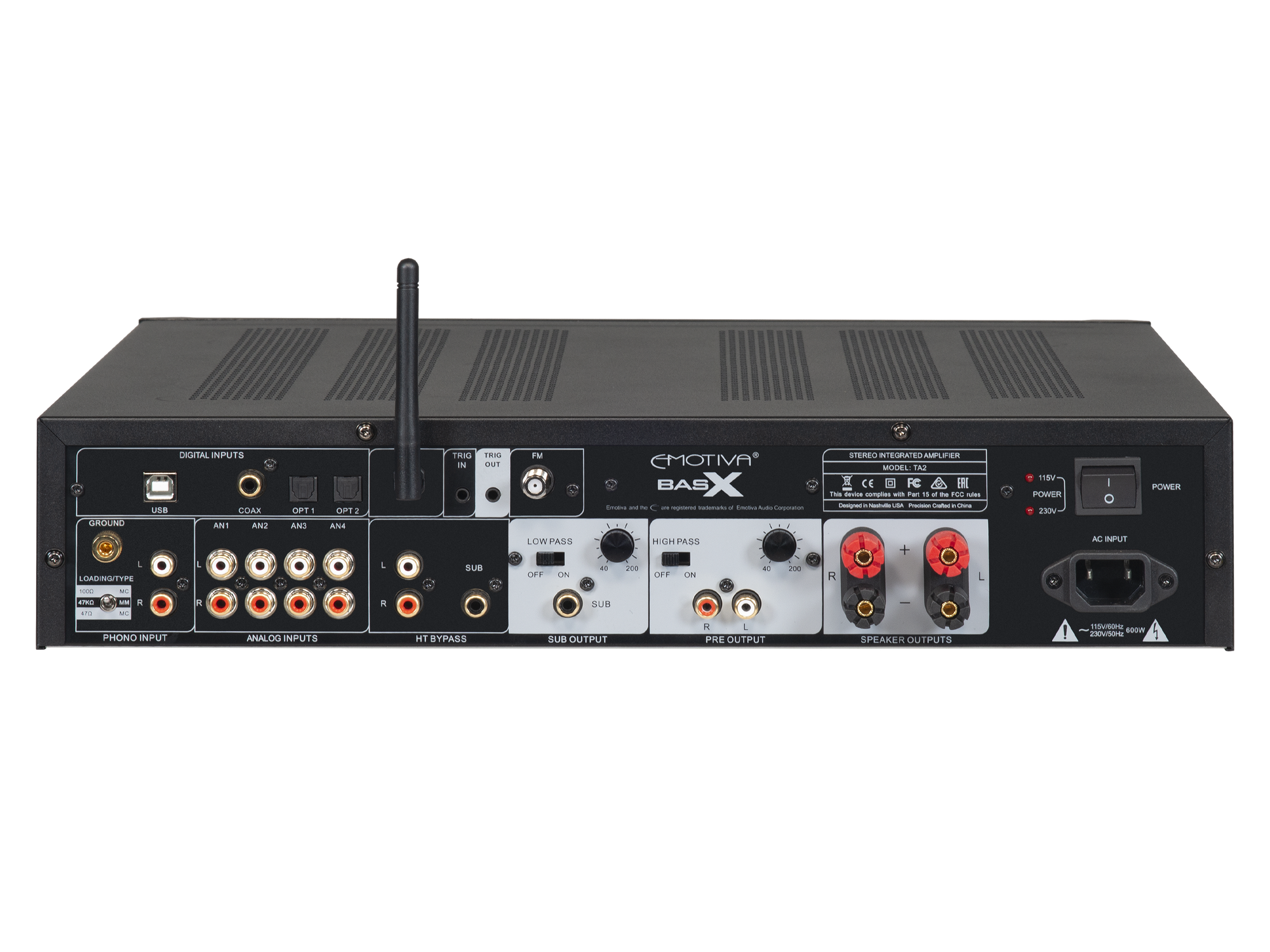 BasX TA2 Stereo Preamp/DAC/Tuner With Integrated Amplifier Emotiva Audio Corporation