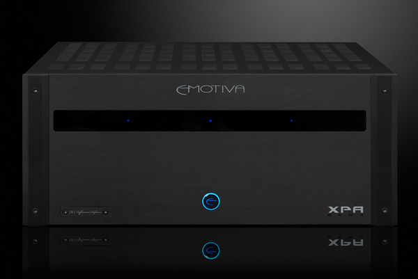 Photo of the front of the XPA Gen3 DR3 3 Channel Amplifier with dramatic gray background