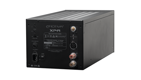 Isometric photo of the rear of the XPA Gen3 HC1 Monoblock Amplifier