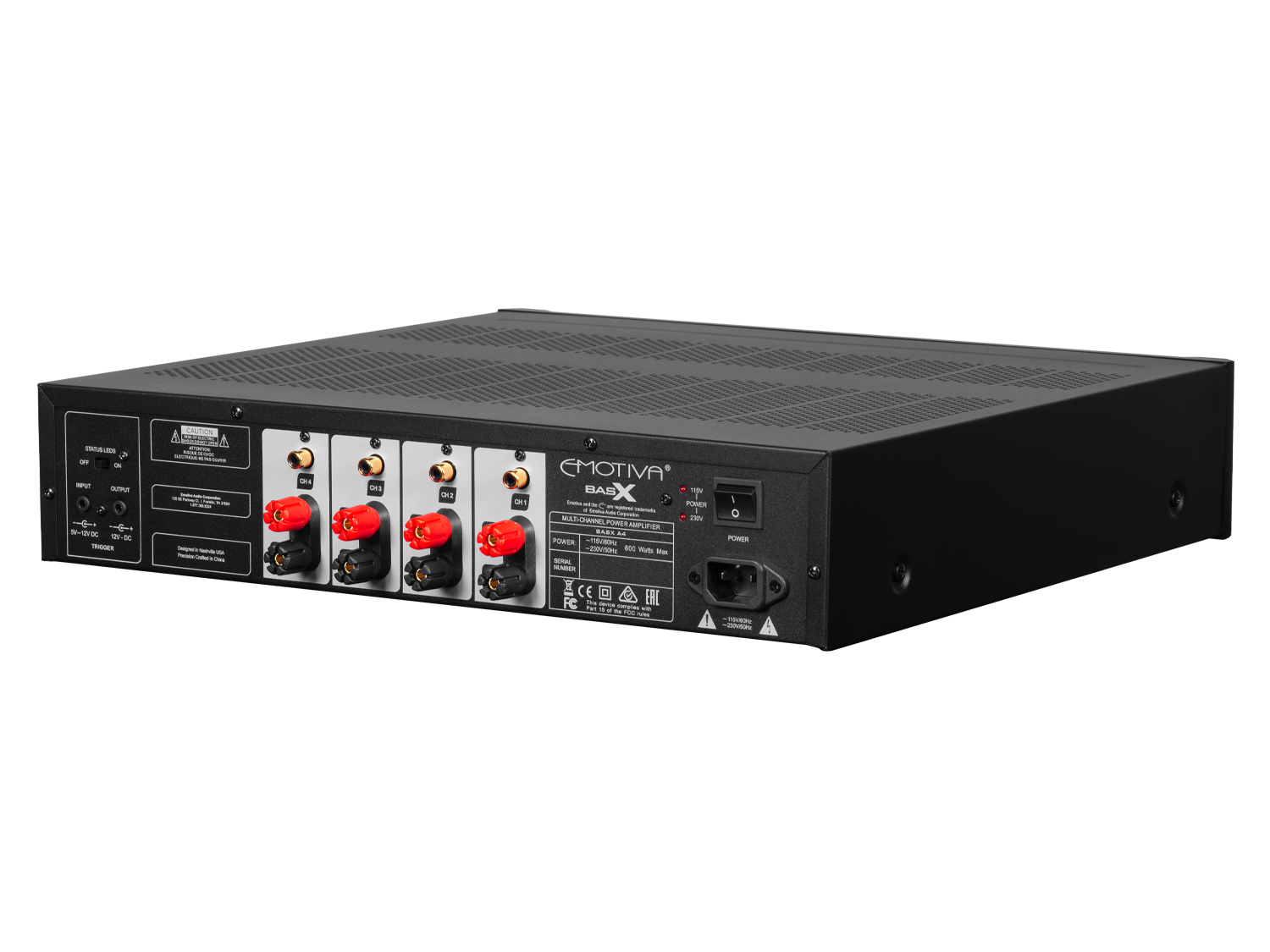 BasX A4 FourChannel Power Amplifier Emotiva Audio Corporation