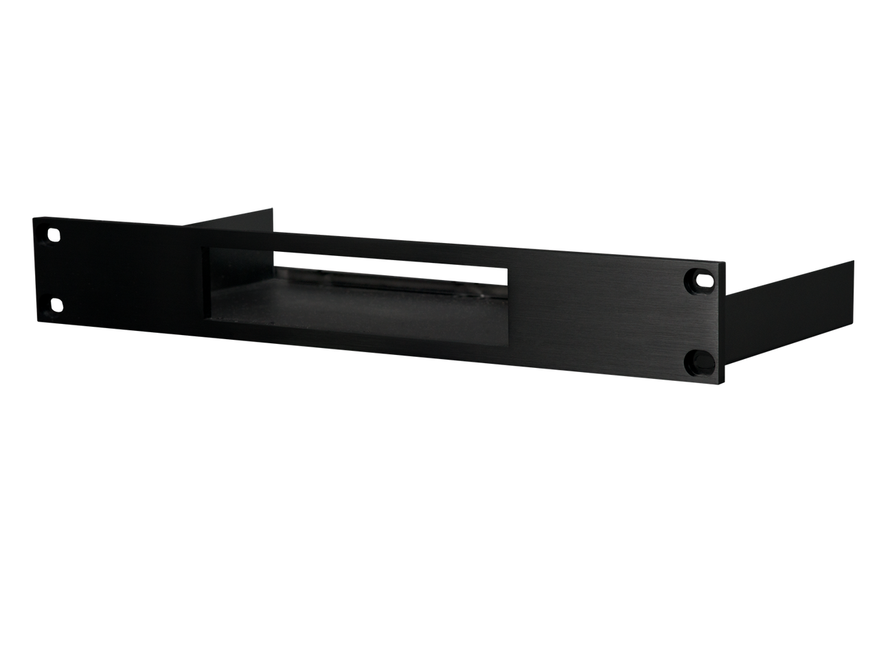 Isometric photo of RK-1 rack kit with opening for DC-1 DAC
