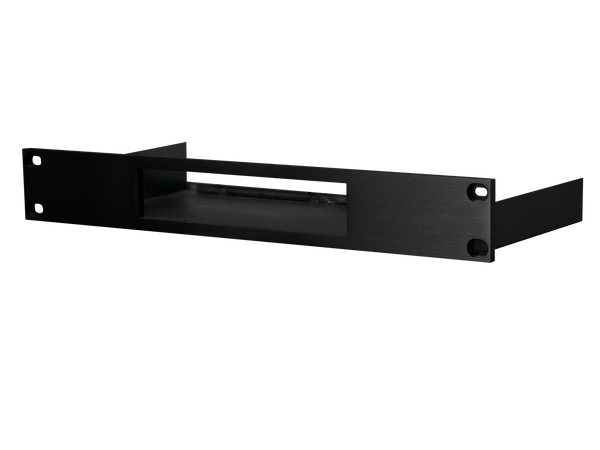 Isometric photo of RK-1 rack kit with opening for DC-1 DAC