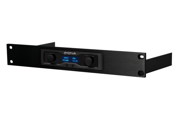 Isometric photo of RK-1 rack kit with DC1 DAC installed