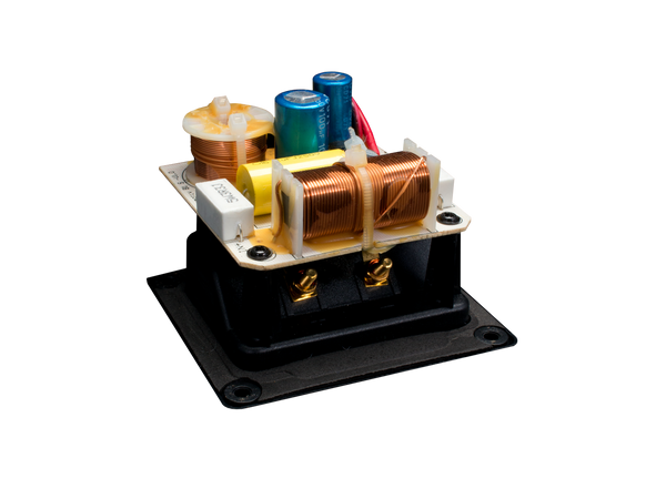 Photo of the small crossover from the Airmotiv TZero Speakers